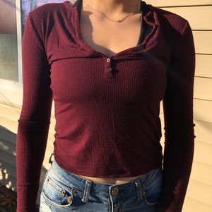Maroon Long sleeve cropped